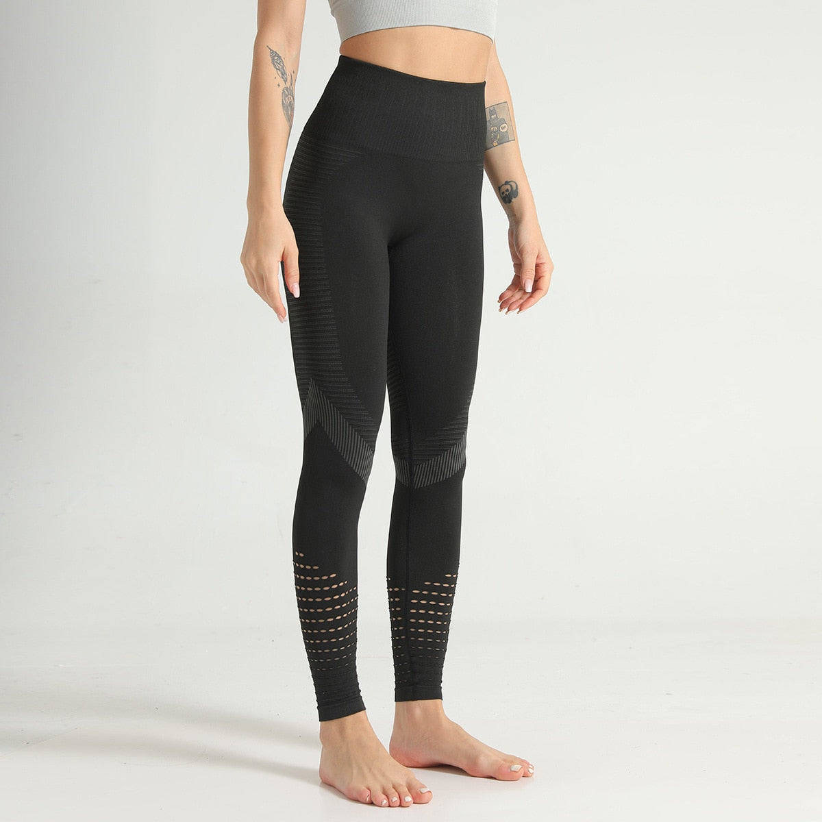 Hollow Out Fitness Gym Leggings Women Seamless Energy Tights Workout Running Activewear Yoga Pants Sport Trainning Wear-2