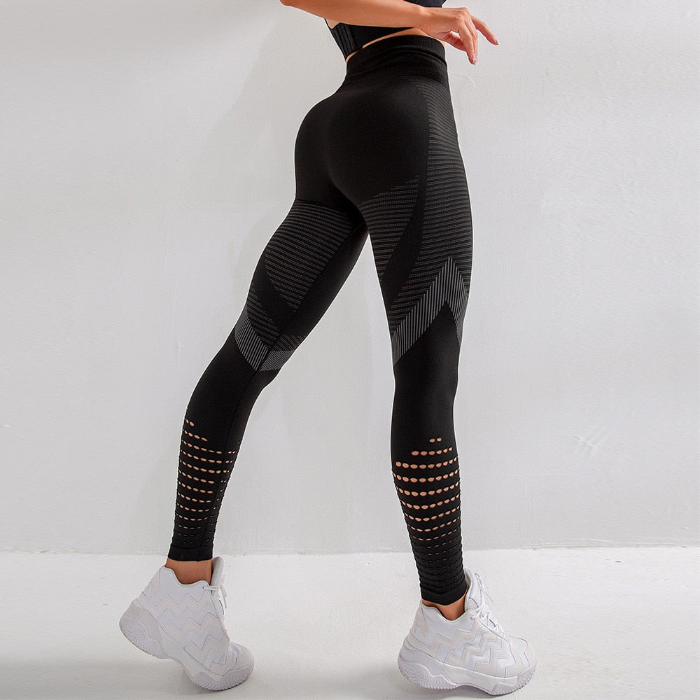 Hollow Out Fitness Gym Leggings Women Seamless Energy Tights Workout Running Activewear Yoga Pants Sport Trainning Wear-4